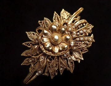 Brož zlaté květiny