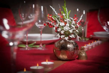 Christmas GIYOU bouquet on Christmas table in a vase