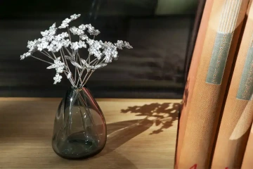 Silver bouquet of forget-me-nots for a Christmas gift for customers