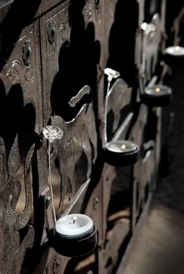 Silver flowers with candles for Diwali decoration