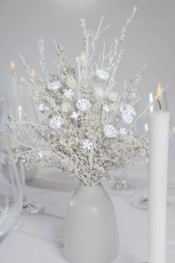 A bouquet of silver flowers for Hanukkah
