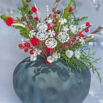 Christmas Bouquet of silver and live flowers
