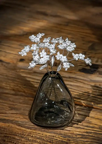 Stříbrné pomněnky GIYOU ve skleněné váze pro dárky, dekoraci