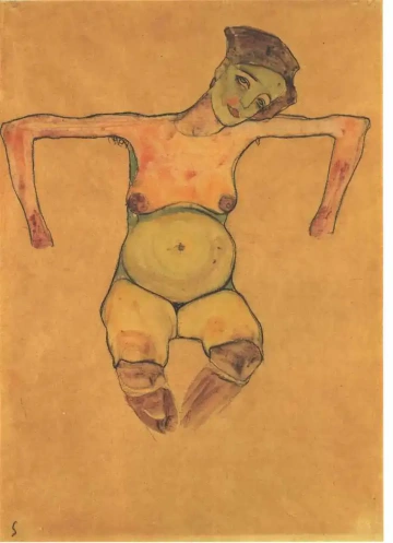 Obraz Nahá těhotná (Schwangere) od Egon Schiele.
