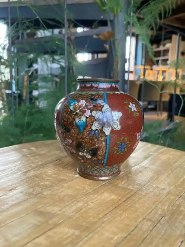 Vintage, malovaná, raritní váza s květy