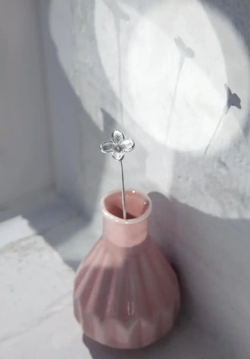 One silver lilac in a vase, romantic gift for a man or woman