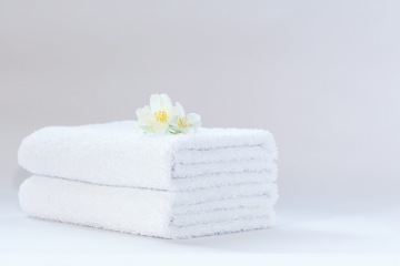 Folded white towels