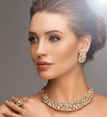 Žena s výrazným náhrdelníkem