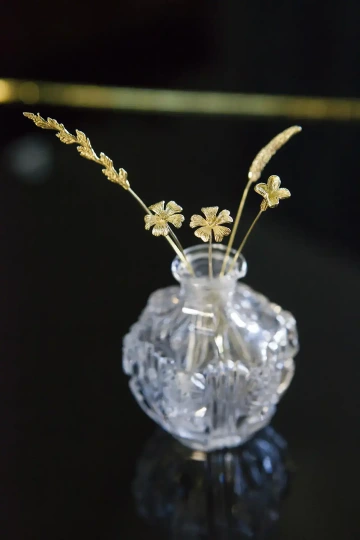 Kytice květin ze zlata GIYOU ve skleněné váze, dárek pro hostitele